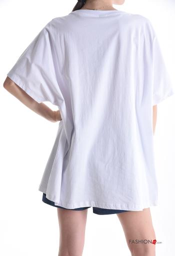 T-shirt in Cotone girocollo oversize maniche corte Fantasia stampata - ph 2