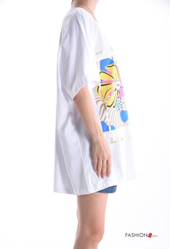 T-shirt in Cotone girocollo oversize maniche corte Fantasia stampata - ph 3