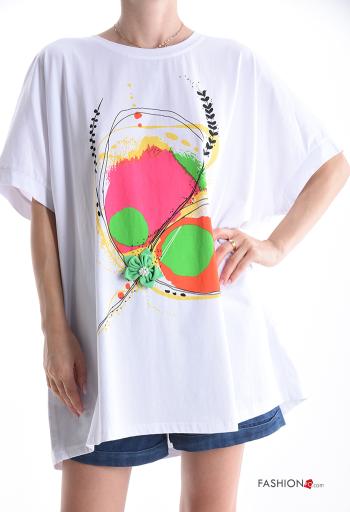 T-shirt in Cotone girocollo oversize maniche corte Fantasia stampata - ph 1