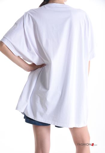 T-shirt in Cotone girocollo oversize maniche corte Fantasia stampata - ph 2