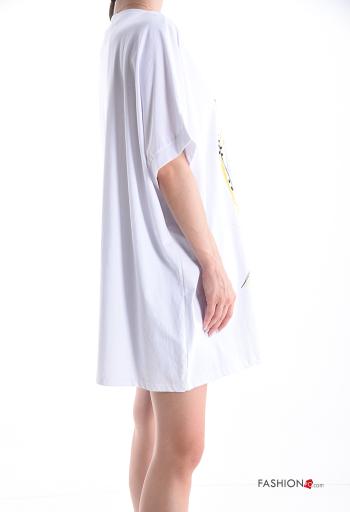 T-shirt in Cotone girocollo oversize maniche corte Fantasia stampata - ph 3