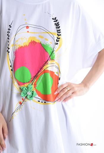T-shirt in Cotone girocollo oversize maniche corte Fantasia stampata - ph 4