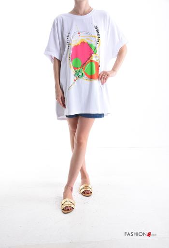 T-shirt in Cotone girocollo oversize maniche corte Fantasia stampata - ph 5