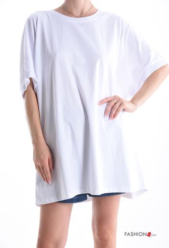 Patterned short sleeve crew neck oversized Cotton T-shirt - ph 1