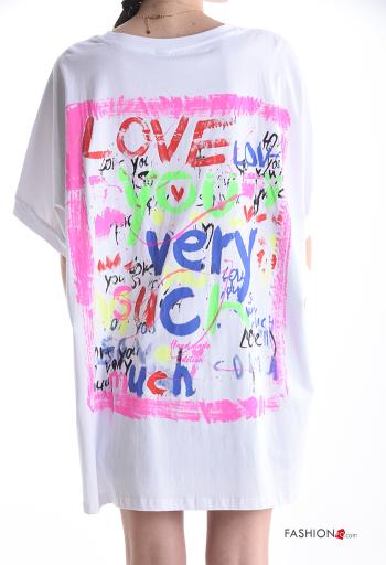 Patterned short sleeve crew neck oversized Cotton T-shirt - ph 2