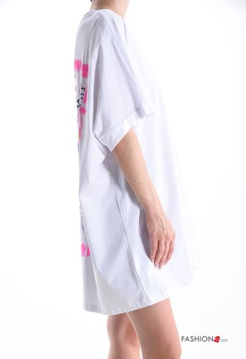 Patterned short sleeve crew neck oversized Cotton T-shirt - ph 3