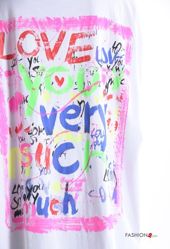 Patterned short sleeve crew neck oversized Cotton T-shirt - ph 4