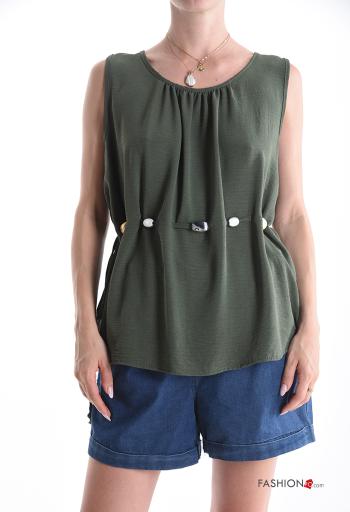 Blusa senza maniche girocollo con cintura