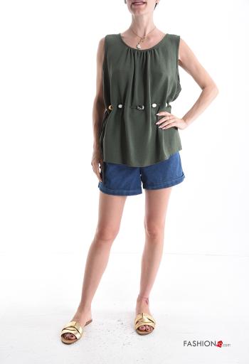 Blusa senza maniche girocollo con cintura - ph 5