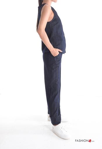 Co-ord with belt with buttons with zip with pockets - ph 3