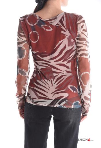 Abstract print tulle Long sleeved top - ph 2