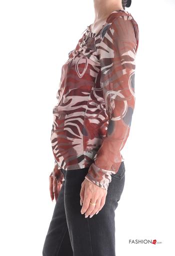 Abstract print tulle Long sleeved top - ph 3