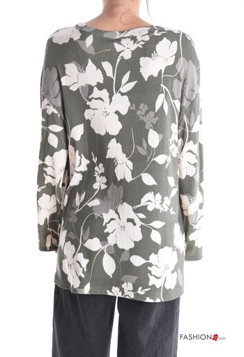 Maglietta a manica lunga oversize girocollo Fantasia floreale - ph 2