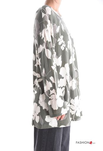 Maglietta a manica lunga oversize girocollo Fantasia floreale - ph 3