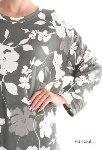 Maglietta a manica lunga oversize girocollo Fantasia floreale - ph 4