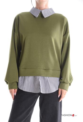 long sleeve with collar Sweatshirt with buttons