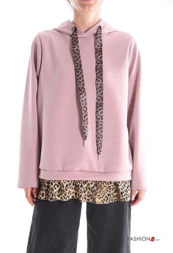 Sweatshirt manga comprida Padrão animal com folhos com capuz