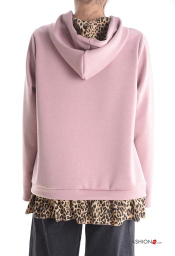 Sweatshirt manga comprida Padrão animal com folhos com capuz - ph 2
