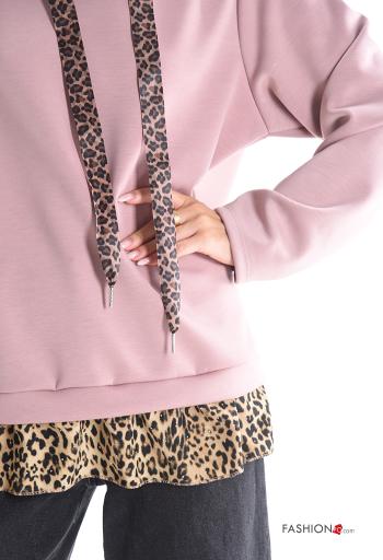 Sweatshirt manga comprida Padrão animal com folhos com capuz - ph 4