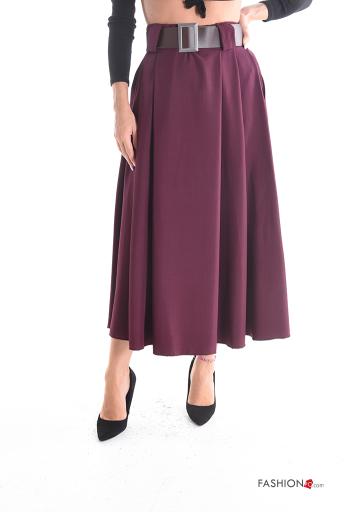 hoher Taille Weiter- Rock mit Gürtel mit Taschen - ph 1