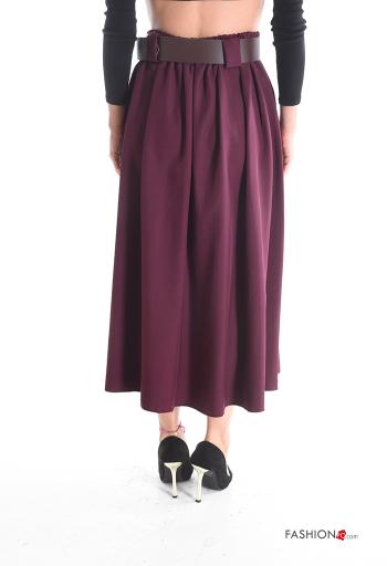 hoher Taille Weiter- Rock mit Gürtel mit Taschen - ph 2