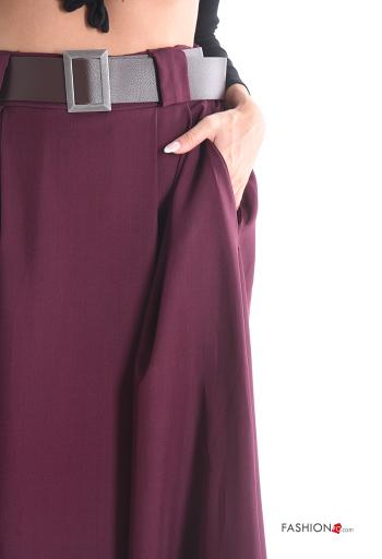 hoher Taille Weiter- Rock mit Gürtel mit Taschen - ph 4