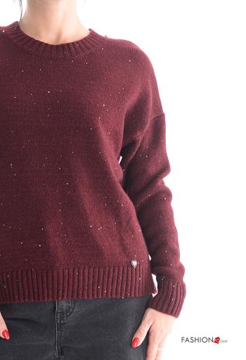 Camisola manga comprida gola redonda com lantejoulas - ph 4