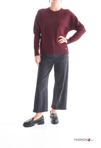 Camisola manga comprida gola redonda com lantejoulas - ph 5