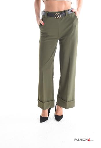 Pantalones con bolsillos con cinturón con elástico