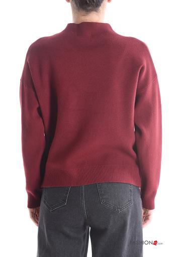 Pull manches longues Imprimé animal à col roulé avec strass - ph 2