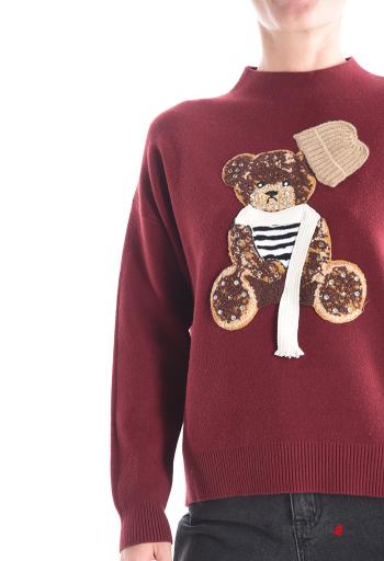 Pull manches longues Imprimé animal à col roulé avec strass - ph 4