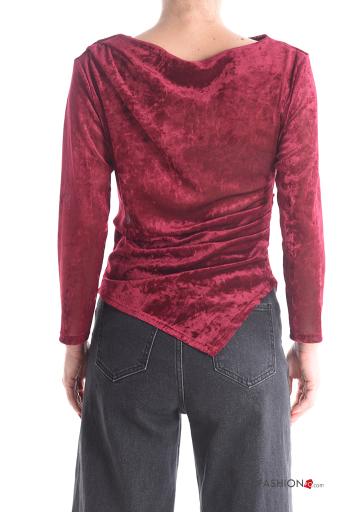 Blusa manga larga cuello redondo de Terciopelo asimetrico - ph 2