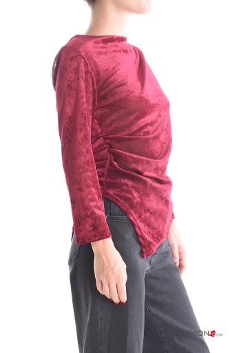 Blusa manga larga cuello redondo de Terciopelo asimetrico - ph 3