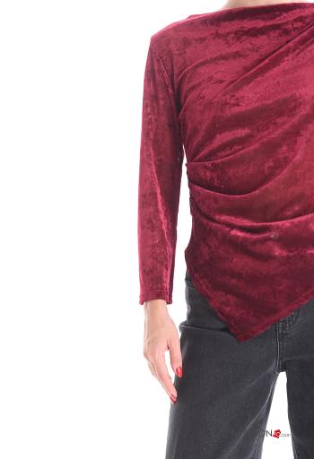 Blusa manga larga cuello redondo de Terciopelo asimetrico - ph 4