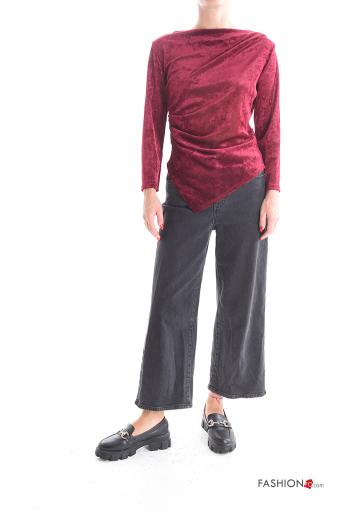 Blusa manga larga cuello redondo de Terciopelo asimetrico - ph 5