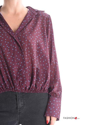 Polka-dot long sleeve with collar Shirt with buttons with elastic - ph 4