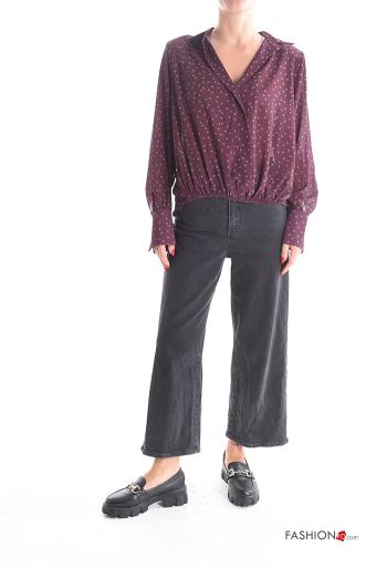 Polka-dot long sleeve with collar Shirt with buttons with elastic - ph 5