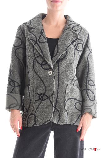 Chaqueta Estampado abstracto con bolsillos con botones sin forro