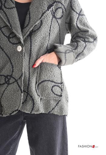 Chaqueta Estampado abstracto con bolsillos con botones sin forro - ph 4