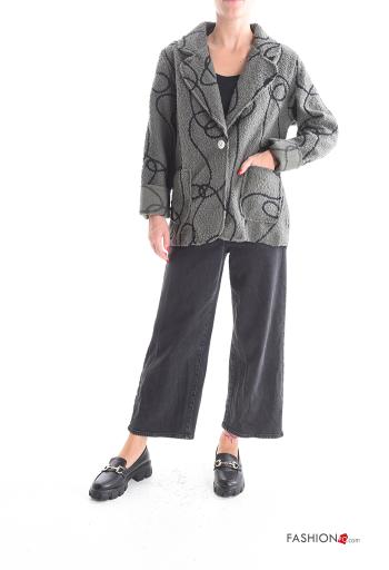 Chaqueta Estampado abstracto con bolsillos con botones sin forro - ph 5