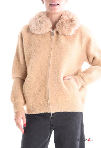 Gilet fourrure synthétique manches longues avec poches avec fermeture éclair - ph 1