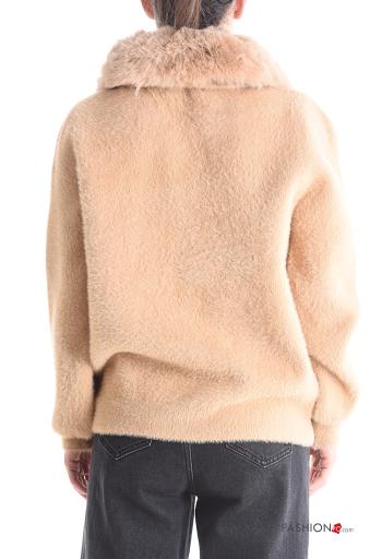 Gilet fourrure synthétique manches longues avec poches avec fermeture éclair - ph 2