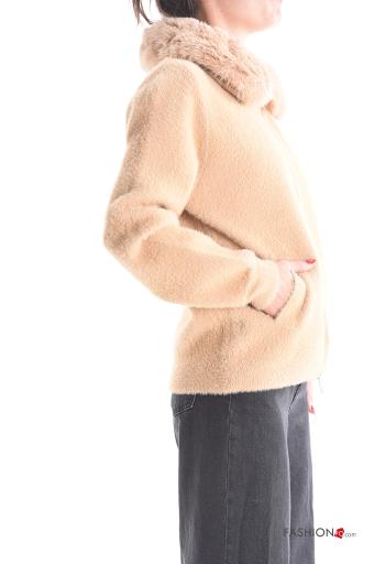 Gilet fourrure synthétique manches longues avec poches avec fermeture éclair - ph 3