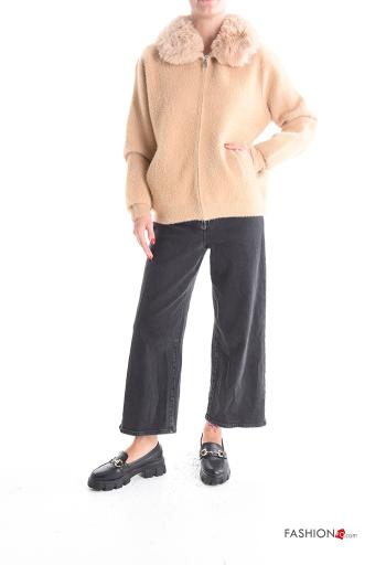 Gilet fourrure synthétique manches longues avec poches avec fermeture éclair - ph 5