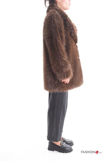 Casaco pelo sintético com botões com bolsos com forro - ph 3