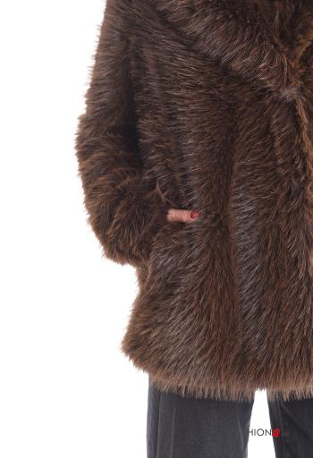 Casaco pelo sintético com botões com bolsos com forro - ph 4