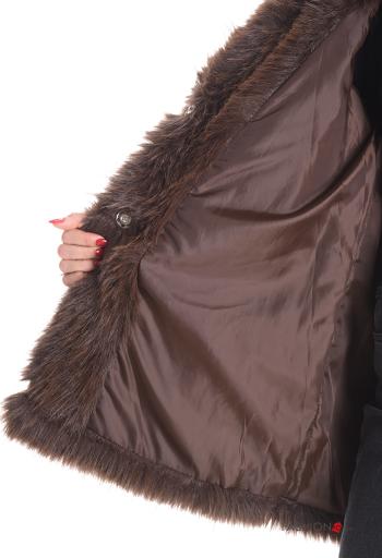 Casaco pelo sintético com botões com bolsos com forro - ph 6