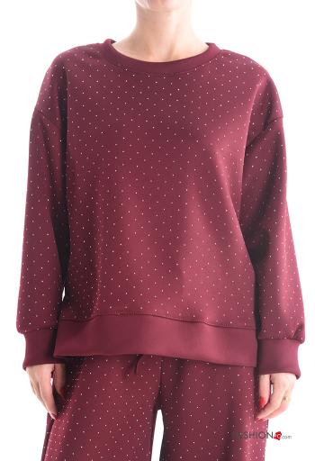 Sudadera manga larga cuello redondo con brillantes