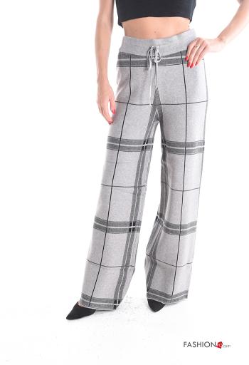 Pantalone wide leg Fantasia tartan con elastico