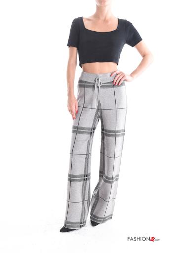 Pantalone wide leg Fantasia tartan con elastico - ph 5